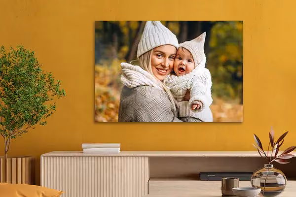 Foto op Canvas Moeder met Kind Herfst